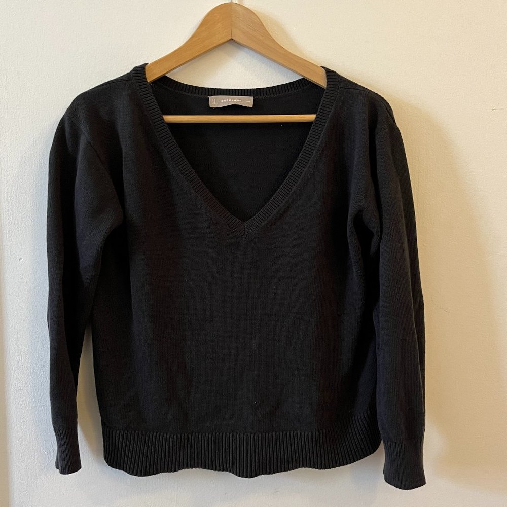 Everlane Soft Cotton V-Neck off-black size xxs